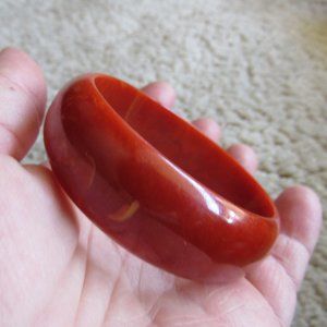 Orange Marbled Oblong 1950s Bakelite Bangle